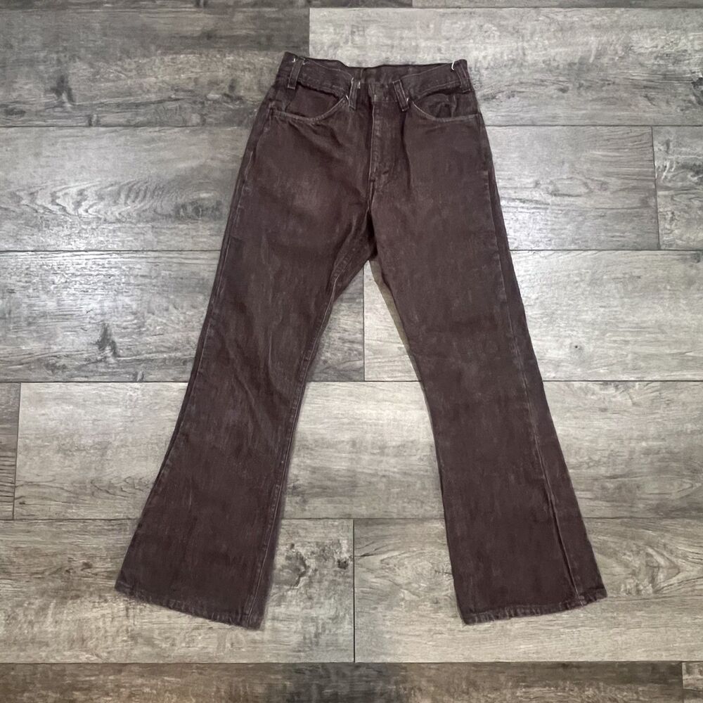 Vintage 60s Levi’s Big E Brown Wine Flare Jeans Talon Zipper USA Women’s 26x28